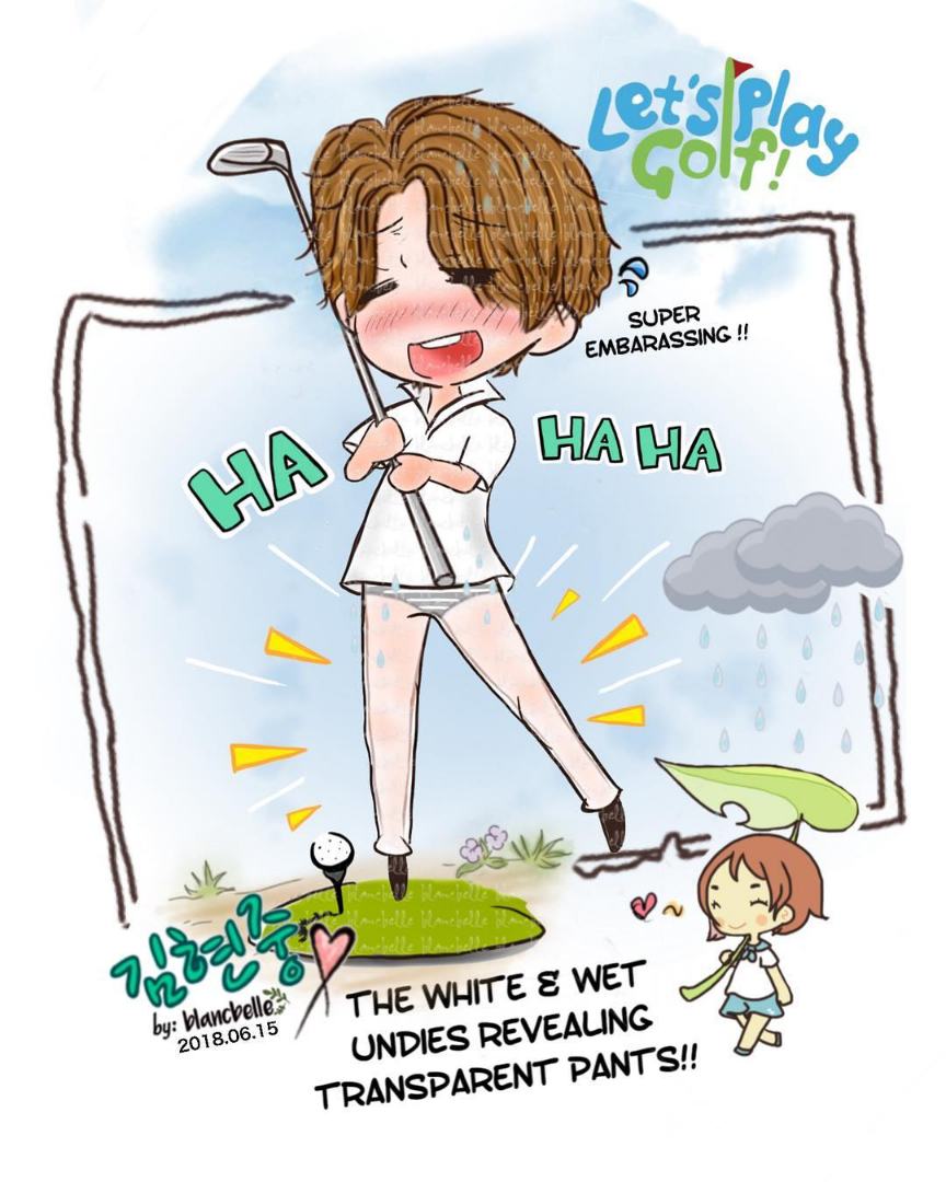 [Blancbelle Fanart] Kim Hyun Joong - The white and wet undies revealing transparent pants!! [2018.06.15]
